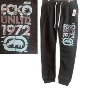 Ecko Unltd Liquidize Fleece Jogger / Men's Size Medium Dark Gray Logo Joggers